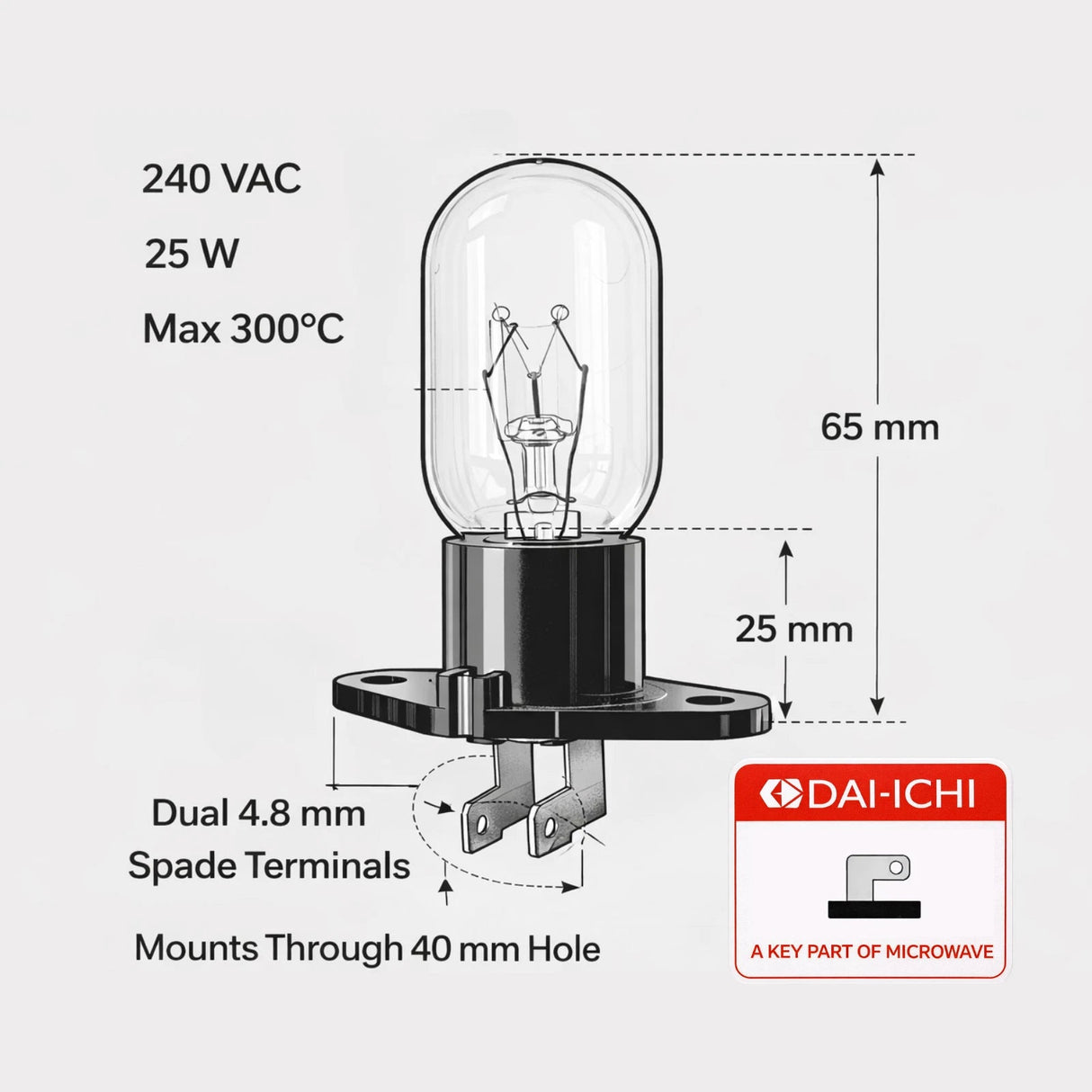 6912W3B002D 3513601600 LG SMEG OMEGA MICROWAVE LIGHT GLOBE GENUINE - My Oven Spares - My Oven Spares -  - 1