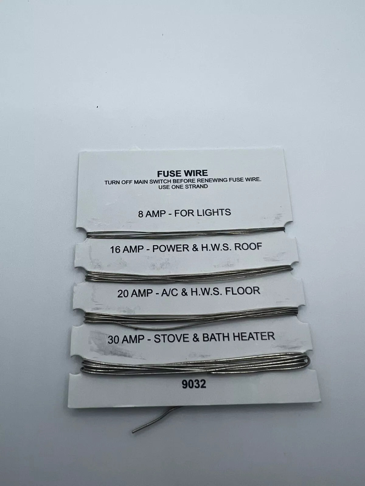 FUSEWIRE CARD 8A, 16A, 20A, & 30A A9032 9032 - My Oven Spares - My Oven Spares - 9032 / -DW.2C - 2