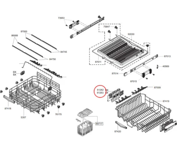 Genuine SMEG Dishwasher Upper Rack Adjustment Kit L&R 698290727 690074913 - My Oven Spares - My Oven Spares -  - 2